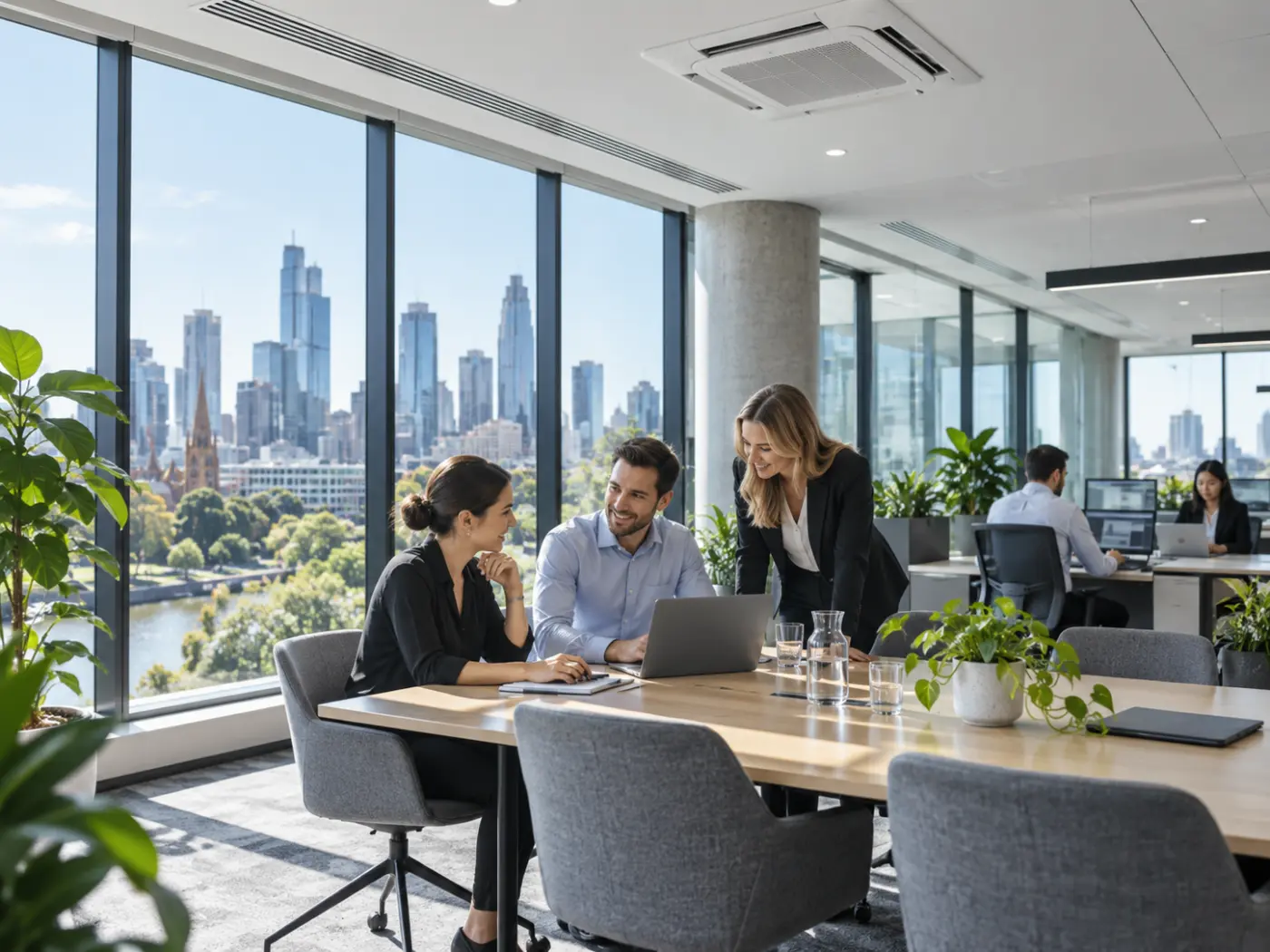 Modern office fitted with ducted reverse-cycle air conditioning