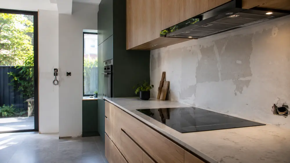Modern kitchen with an electric induction cooktop installed