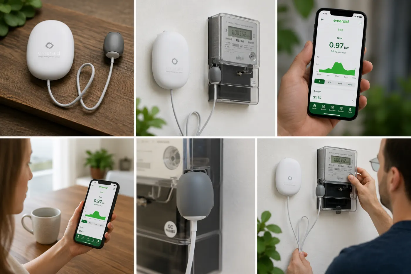 In-home energy display device, app and everyday household monitoring
