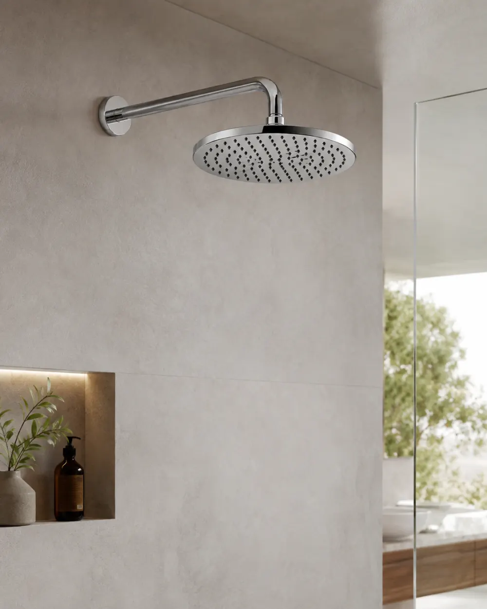 Modern water-efficient wall-mounted shower head